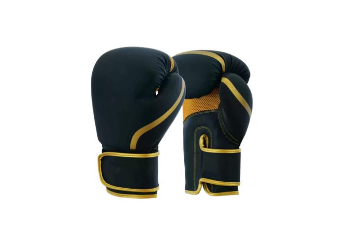 Black & Gold Boxing Gloves – Custom PU Training Gloves With Velcro