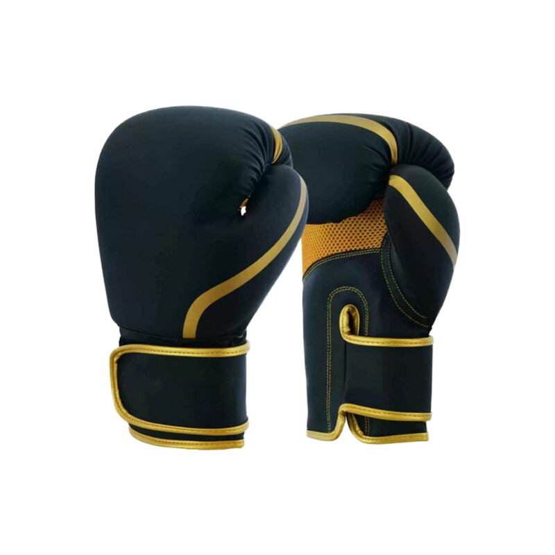 Black & Gold Boxing Gloves – Custom PU Training Gloves With Velcro