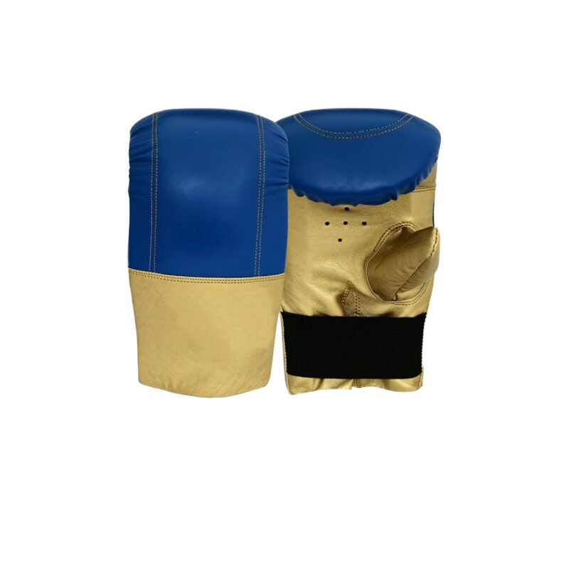 Blue and Gold Bag Gloves – Open Palm Boxing Training Gloves