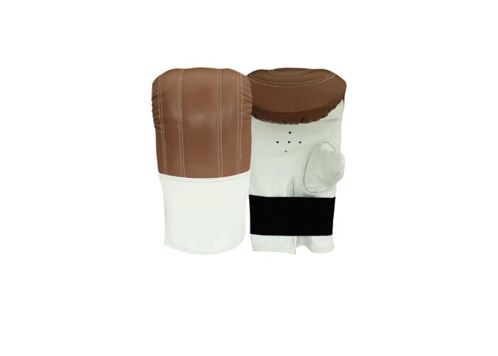 Custom Brown and White Bag Gloves – Open Palm OEM Training Gloves