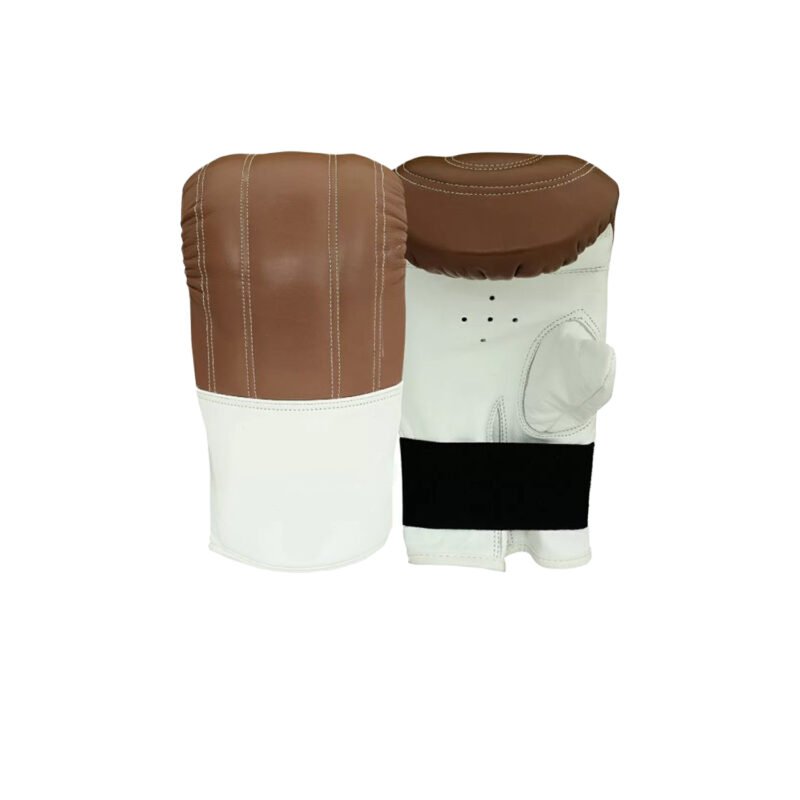 Custom Brown and White Bag Gloves – Open Palm OEM Training Gloves