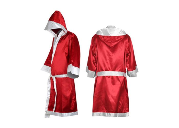 Custom Red Boxing Robe with Hood – Satin Boxing Gown for Ring Walks