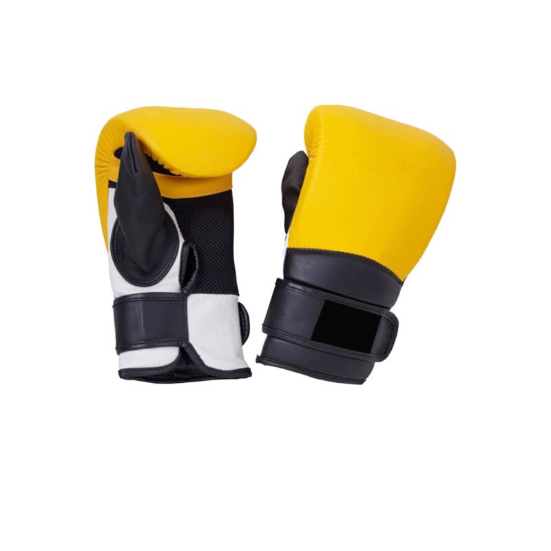 Yellow & Black PU Boxing Training Gloves – Foam Wrist Gear