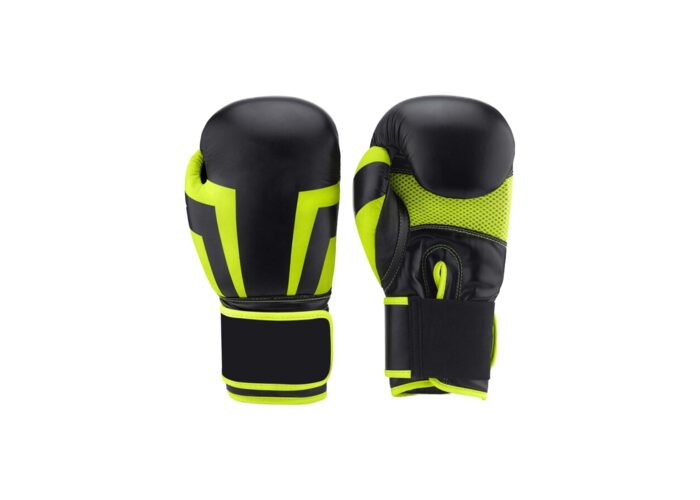 Black and Neon Green Boxing Gloves – PU Gloves with Mesh Palm