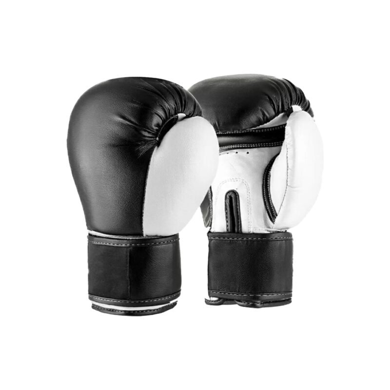 Black and White Boxing Gloves – PU/Genuine Leather Training Gloves