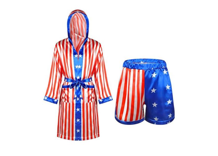USA Patriotic Boxing Robe and Shorts Set – Custom Flag-Style Fightwear