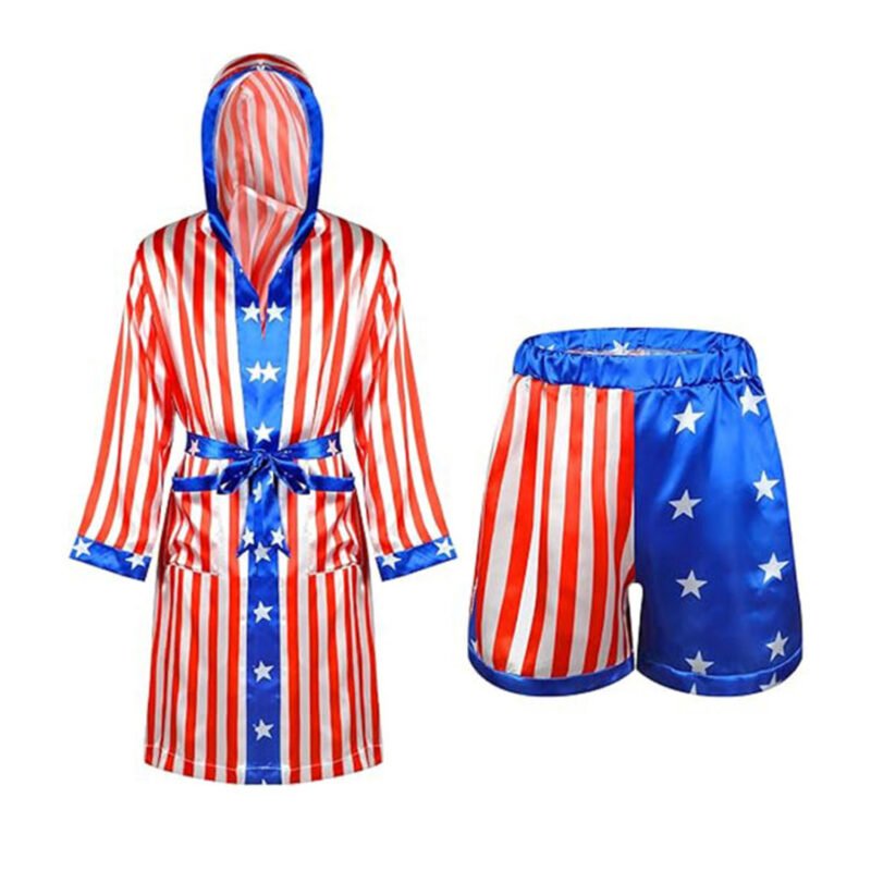 USA Patriotic Boxing Robe and Shorts Set – Custom Flag-Style Fightwear