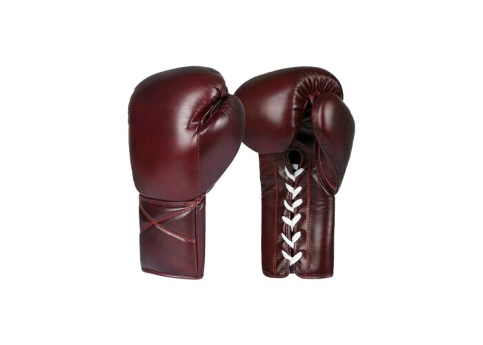 Custom Maroon Lace-Up Boxing Gloves – Pro Fight Style