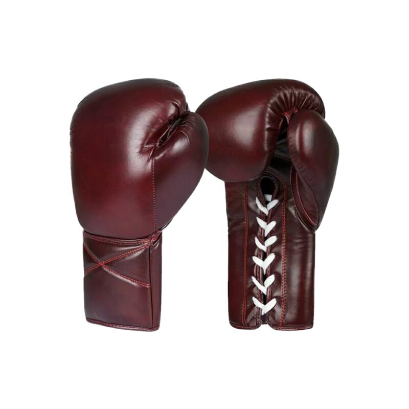 Custom Maroon Lace-Up Boxing Gloves – Pro Fight Style