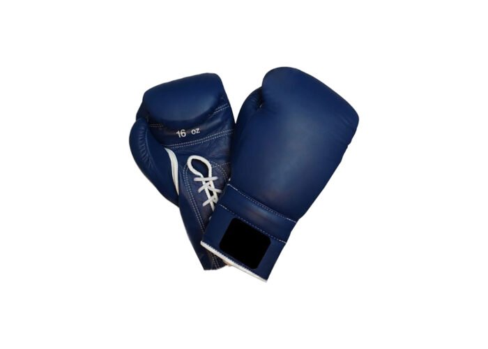 Navy Blue Boxing Gloves – Lace-Up Professional Leather Boxing Gloves