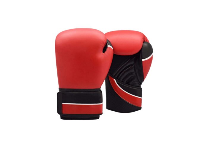 Red Boxing Gloves – Black/White Detail PU Curved Design