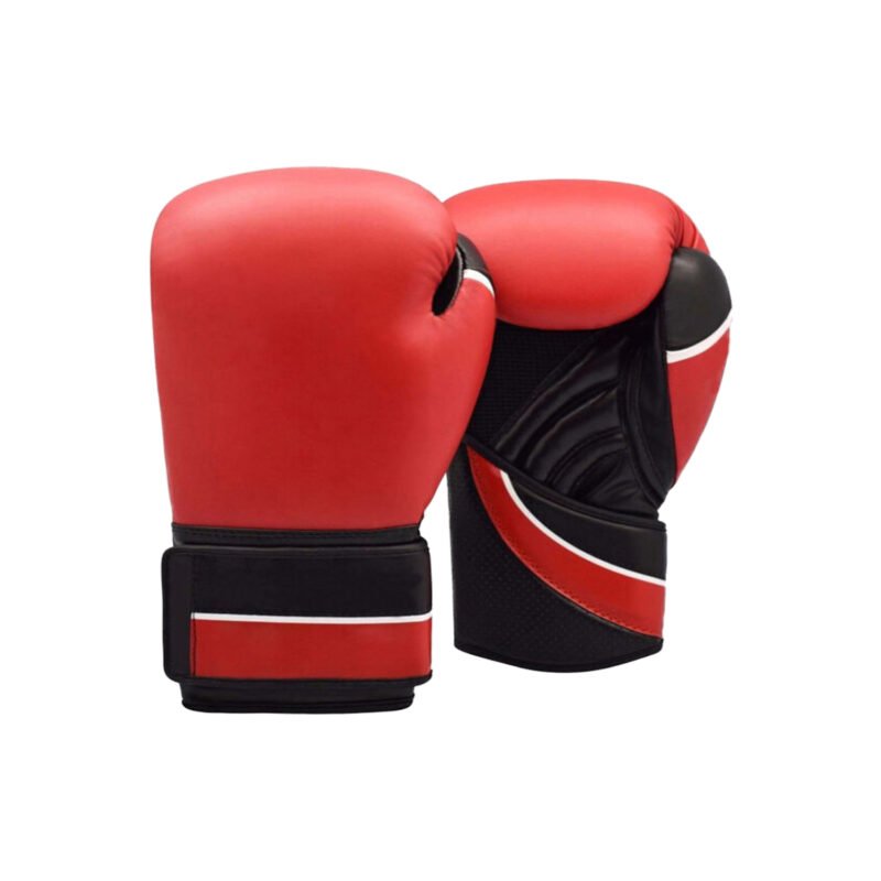 Red Boxing Gloves – Black/White Detail PU Curved Design