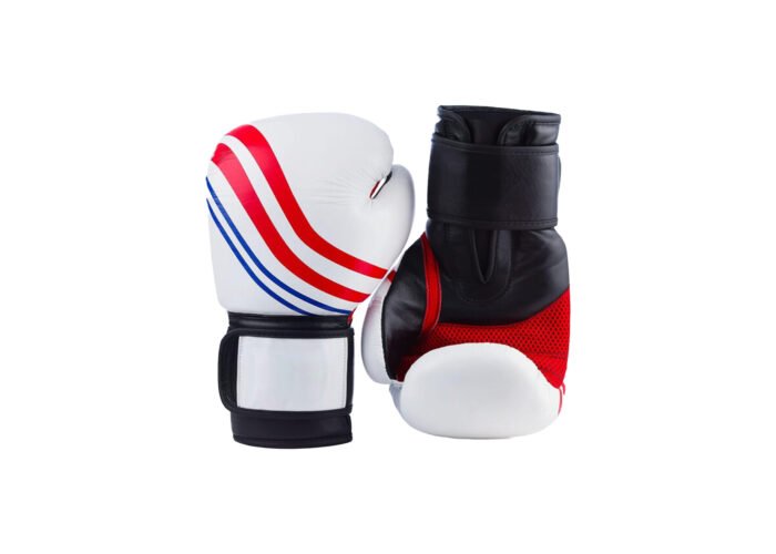 Tricolour Boxing Gloves – Red, Blue, White PU Gloves for Training
