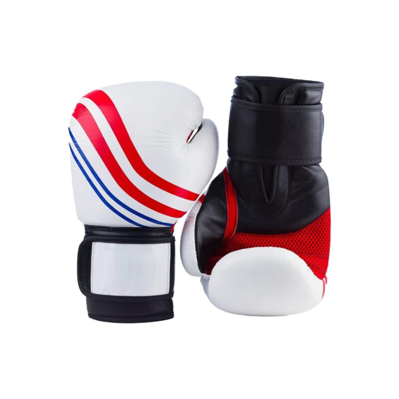 Tricolour Boxing Gloves – Red, Blue, White PU Gloves for Training