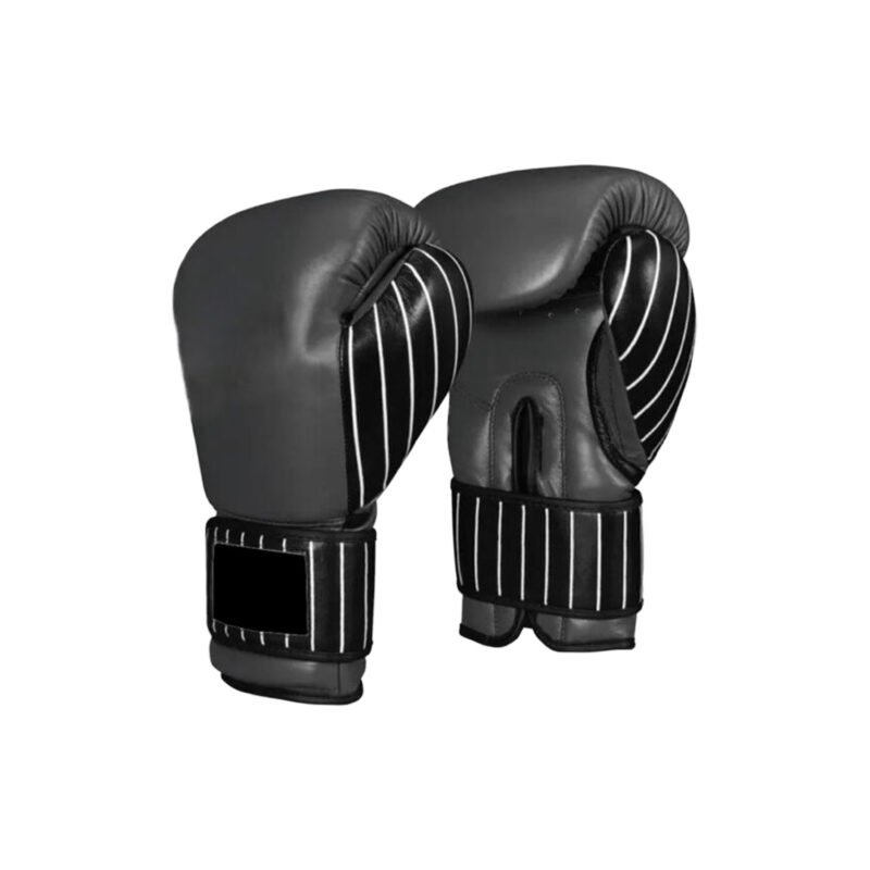 Black Boxing Gloves with White Stripes – Stylish PU Gloves for Training